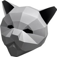PolyPaper - 3D Papírová maska - Kočka šedá - Karnevalová maska