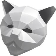 PolyPaper - 3D Papírová maska - Kočka bílá - Karnevalová maska