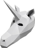 PolyPaper - 3D Papírová maska - Jednorožec bílá - Karnevalová maska