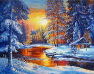 Gaira Diamantové malování Zimní krajina D0873 - Diamond Painting