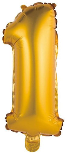 GoDan Inflatable balloon numbers '1' gold , 35 cm - Balloons - Main image