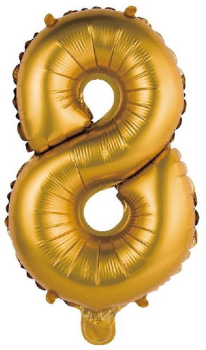 GoDan Inflatable balloon numbers '8' gold, 35 cm - Balloons - Main image
