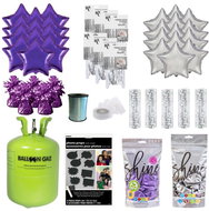GoDan Mega party set for ball decoration, silver and purple, 145pcs - Party Accessories