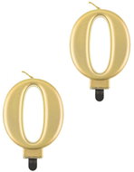 Godan Birthday cake candle - 0 - metallic gold - 8 cm - 2 pcs - Candle