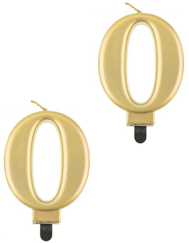 Godan Birthday cake candle - 0 - metallic gold - 8 cm - 2 pcs - Candle - Main image