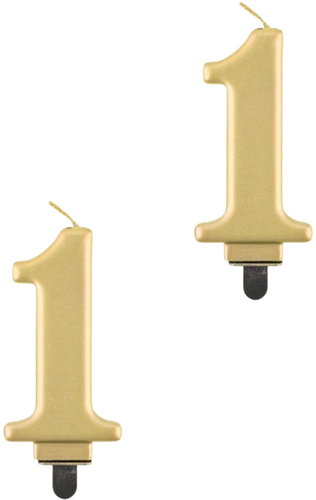 Godan Birthday cake candle - 1 - metallic gold - 8 cm - 2 pcs - Candle - Main image