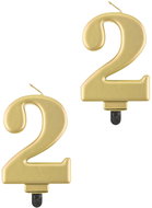 Godan Birthday cake candle - 2 - metallic gold - 8 cm - 2 pcs - Candle