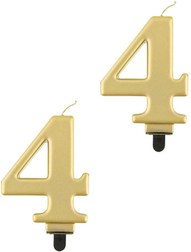 Godan Birthday cake candle - 4 - metallic gold - 8 cm - 2 pcs - Candle - Main image