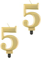 Godan Narozeninová svíčka na dort - 5 - metalická zlatá - 8 cm - 2 ks - Svíčka
