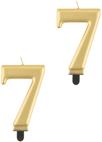 Godan Birthday cake candle - 7 - metallic gold - 8 cm - 2 pcs - Candle - Main image