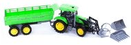 Traktor zelený s prívesom a radlicou - Traktor
