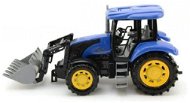 Blauer Traktor auf einem Schwungrad mit Messer - Traktor