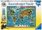 Puzzle Ravensburger 132577 Ilustrovaná mapa sveta - Puzzle