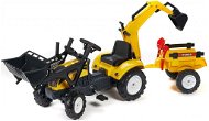 Traktor žltý s prednou a zadnou lyžicou - Šliapací traktor