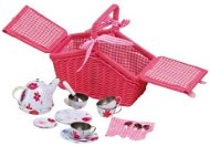 Small Foot Rózsaszín piknik kosár étkészlettel - Játék edénykészlet