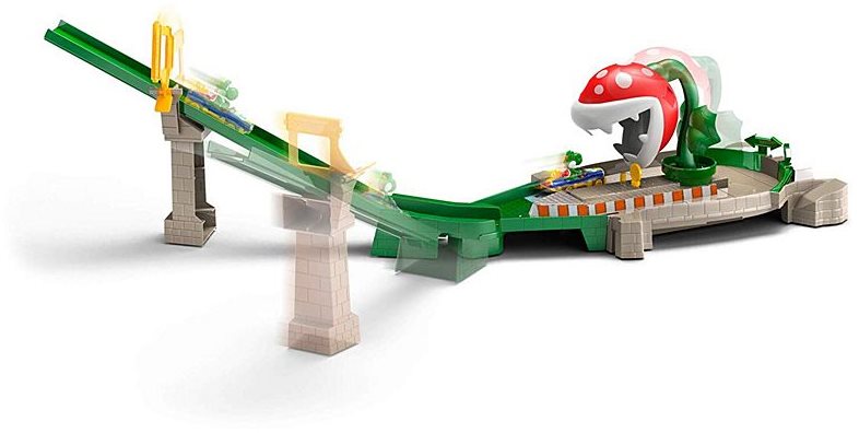 Hot Wheels Mario Kart Race Track Piranha Plant Slide Game Set