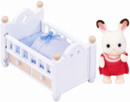 Sylvanian Families Chocolate Rabbit Furniture - Baby Rabbit in Crib - Figure Accessories