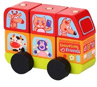 Wooden Blocks Cubika 13197 Minibus Happy Animals - Dřevěné kostky
