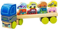 Cubika Holzspielzeug - 13418 Autotransporter mit Autos - Spielzeugauto-Set