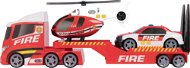 Tűzoltósági autó és helikopter szállító - Játék autó