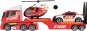 Tűzoltósági autó és helikopter szállító - Játék autó