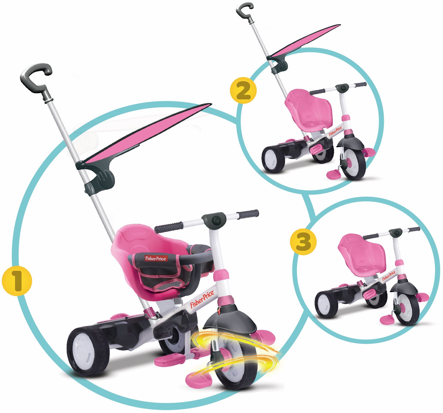 Fisher Price Smart Trike Charm Plus Pink 3in1 Pedal Tricycle Alza.cz