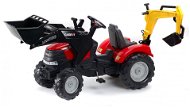 Traktor červený Case IH Puma s prednou i zadnou lyžicou - Šliapací traktor
