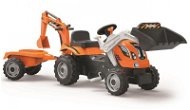 Šlapací traktor Smoby Builder Max s vlečkou - oranžový - Trettraktor