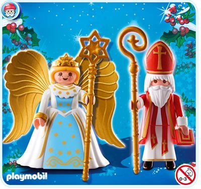 Playmobil 4889 Little Angel And Santa Claus W/ Hand Organ Set