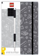 LEGO Schreibwaren Notizbuch A5 mit schwarzem Stift - Grau, Schwarz und 4 x 4 Block - Notizbuch