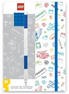 LEGO Schreibwaren Notizbuch A5 mit blauem Stift - weiß-blauer Harteinband 4 x 4 - Notizbuch