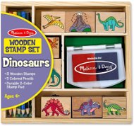 Pečiatky pre deti Drevené pečiatky v škatuľke Dino - Razítka pro děti