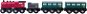 Woody Dampflokomotive mit Kohle und Personenwaggon - Modellbahn-Zubehör