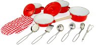 Woody Red Kitchen Pan and Utensils Set, 13 Pieces - Toy Kitchen Utensils