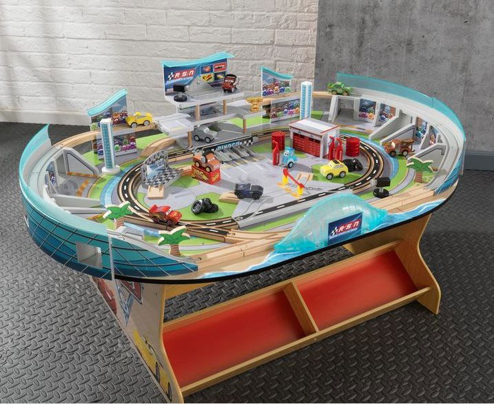 Kidkraft disney pixar cars 3 deals florida speedway train table racetrack