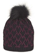Children's Hat Sterntaler dívčí, pletená, modrá, růžový vzor, kožešinová bambule, 4722111, 14061x1053446282 - Dětská čepice