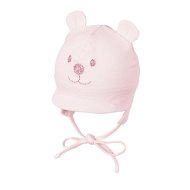 Sterntaler dojčenská, džersej s uškami a šiltom, medvedík, bio bavlna, ružová 4001466 - Detská čiapka