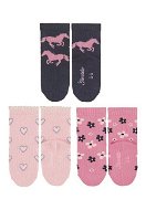 Sterntaler girls 3 pairs, blue, horses, hearts, flowers 8322226, 18 - Socks