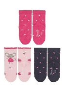 Sterntaler dievčenské 3 páry, ružová, modrá, srdiečka, myška 8322224, 18 - Ponožky