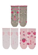 Sterntaler girls 3 pairs, grey, flowers, hearts, strawberries 8322227, 18 - Socks
