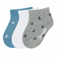 Sterntaler členkové detské sivé, kotvičky 3 páry 8512021, 18 - Ponožky
