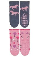 Sterntaler anti-slip ABS girls 2 pairs blue and pink, horse, flowers 8002225, 18 - Socks