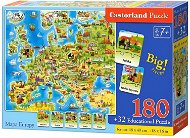 CASTORLAND Puzzle Mapa Európy 180 dielov + 32 náučných dielov - Puzzle