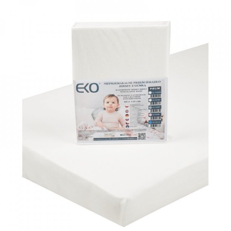 EKO Jersey gumis lepedő, vízhatlan, fehér 120x60 cm