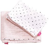MOTHERHOOD pamut muszlin ágynemű kiságyba, Pro-Washed Pink Squares, kétrészes szett - Gyerek ágyneműhuzat