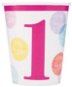 Paper cups 1st birthday pink with polka dots - girl - 270 ml - 8 pcs - happy birthday - Drinking Cup