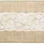 Decorative jute with white lace - wedding - runner - 28 x 275 cm - Runner