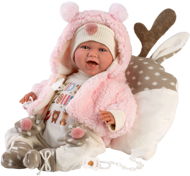 Llorens 74028 New Born - Realistische Babypuppe mit Soundeffekten und weichem Stoffkörper - 42 cm - Puppe