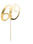 Dekorácia na tortu – 60 – narodeniny – Happy Birthday – zlatá – 20,5 cm - Dekorácia na tortu