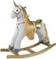 Teddies Kôň hojdací jednorožec bielo-zlatý - Hojdací koník